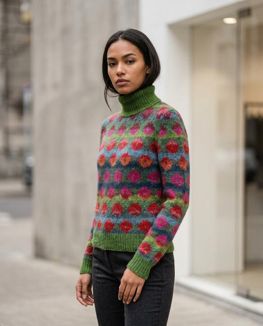 Nelly Outlet - Elhal | Mehrfarbig Langärmelig Rollkragenpullover Damen