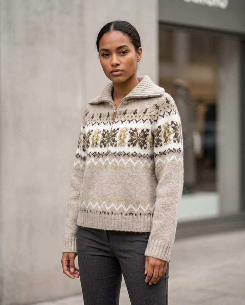Nelly Outlet - Yomel | Gemustert Grobstrick Pullover Damen