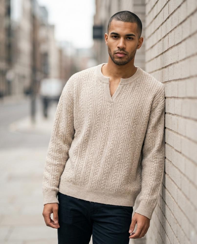 Nelly Outlet - Selar | Strukturiert Geschlitzt Pullover Herren