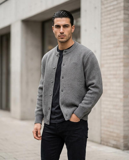 Nelly Outlet - Sevin | Strukturiert Kragenlos Strickjacke Herren