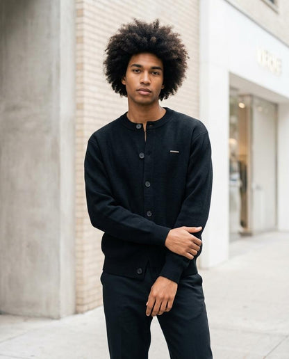 Nelly Outlet - Sevin | Strukturiert Kragenlos Strickjacke Herren